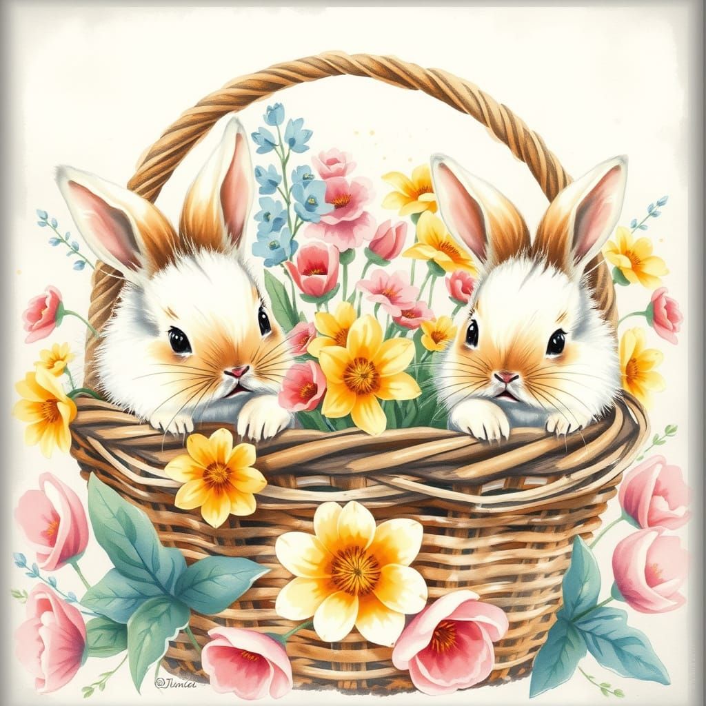 Whimsical Wicker Wonderland with Adorable Bunnies