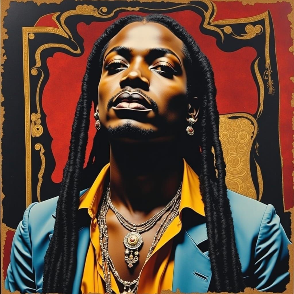 Surreal African American Dandy in Psychedelic Spanish Gothic...