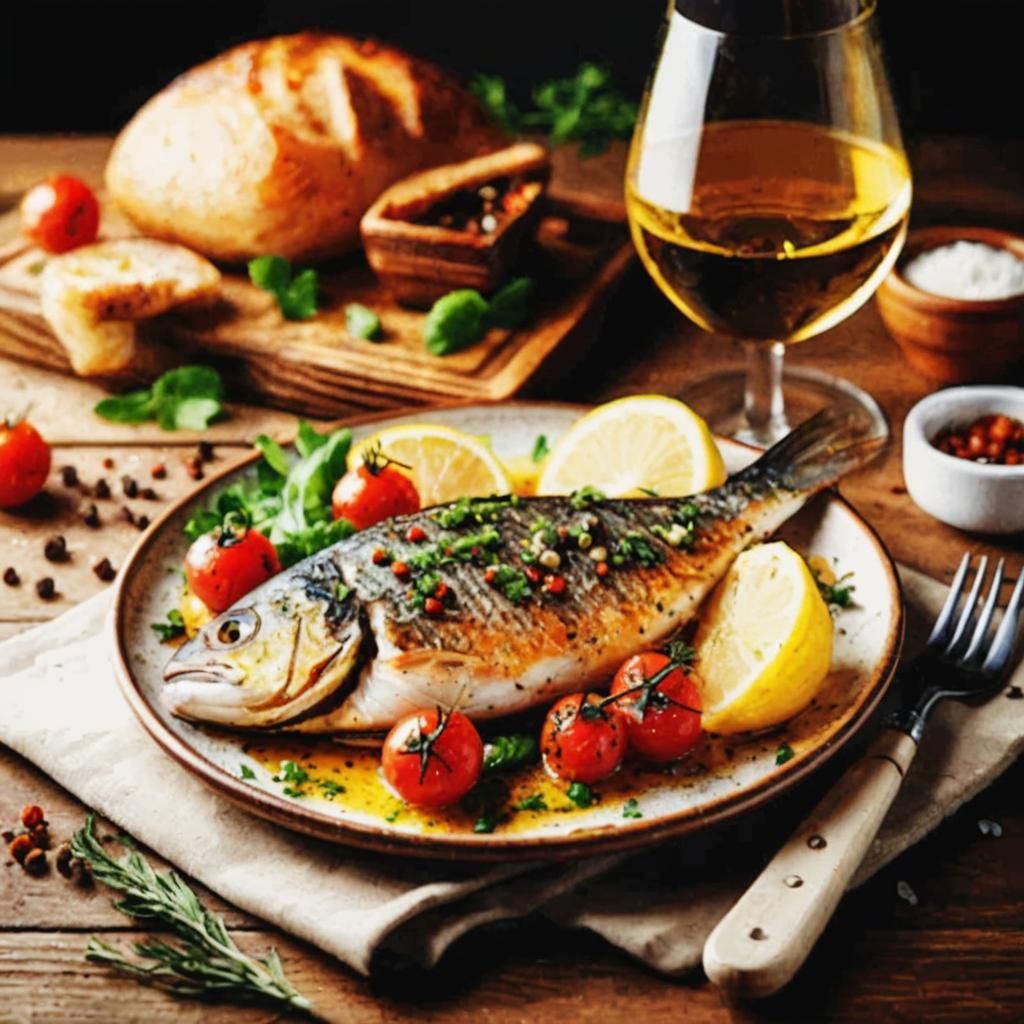 Exquisite Grilled Fish Dish Presentation