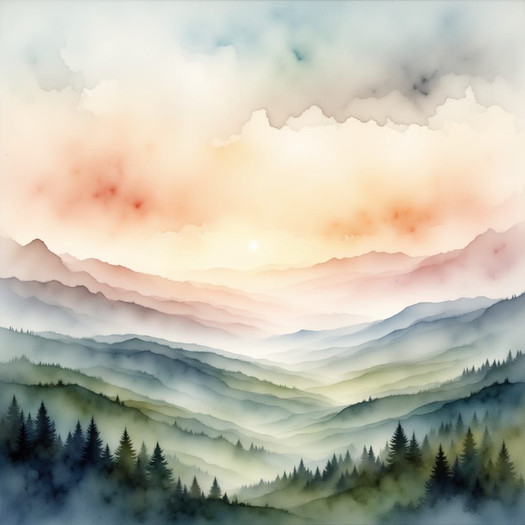 Dreamy Hazy Hills in Soft Pastel Tones