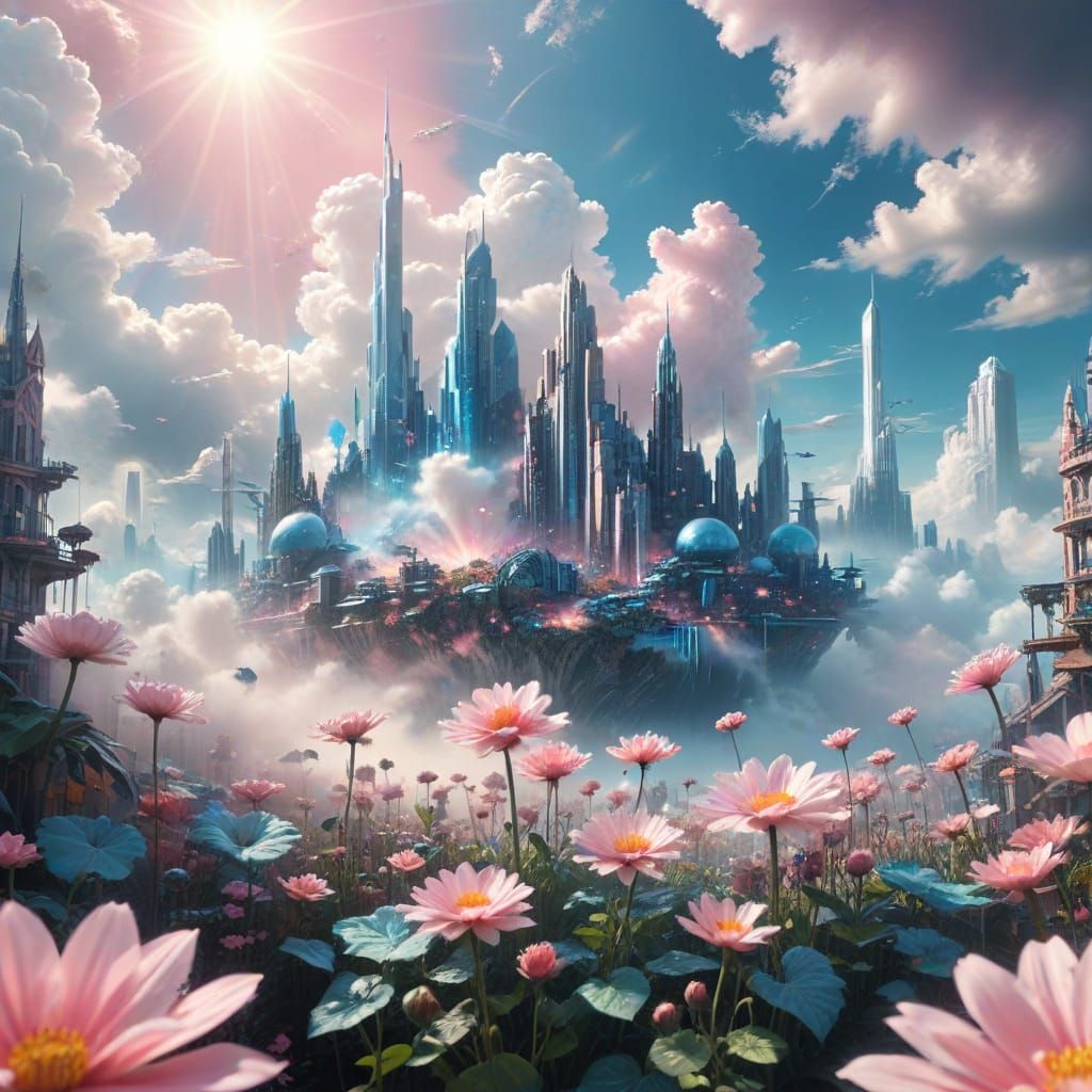 Surreal Cityscape in Ethereal Light