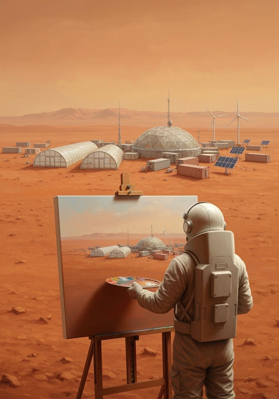 Artist Paints Mars Colony in Impressionist Style