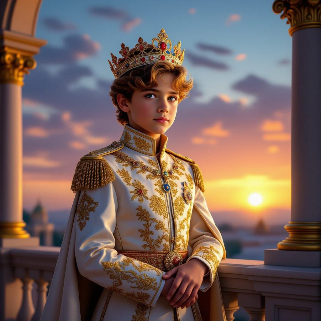 Crown Prince in Royal Attire at Sunset