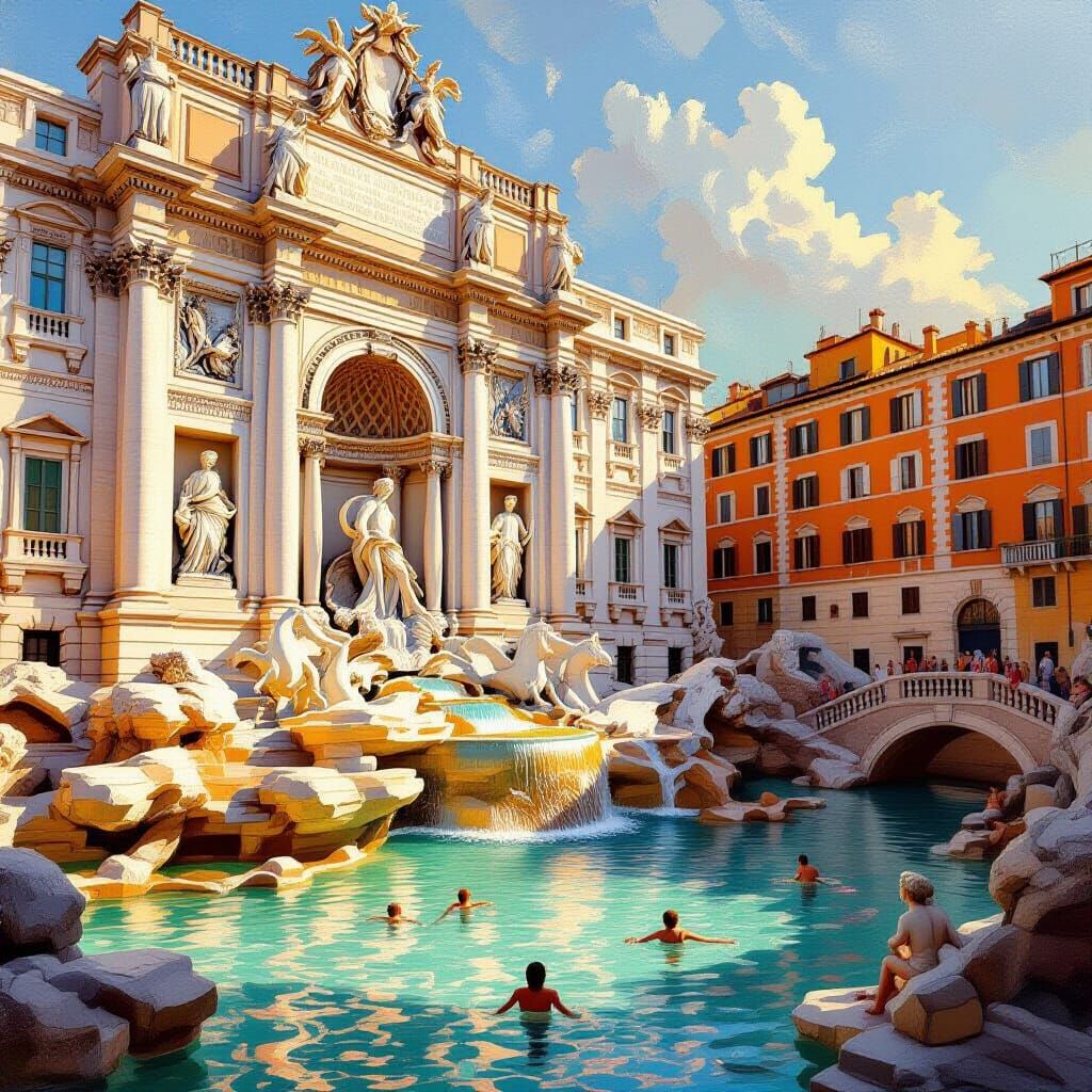 Trevi Fountain in Rome: A Baroque-Style Vista
