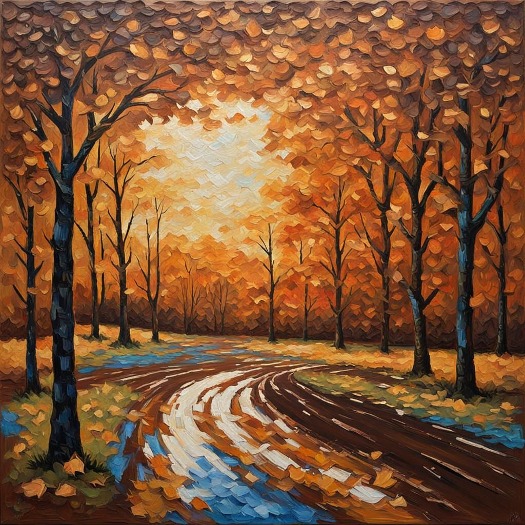 Abstract Brown Painting in Expressionist Style