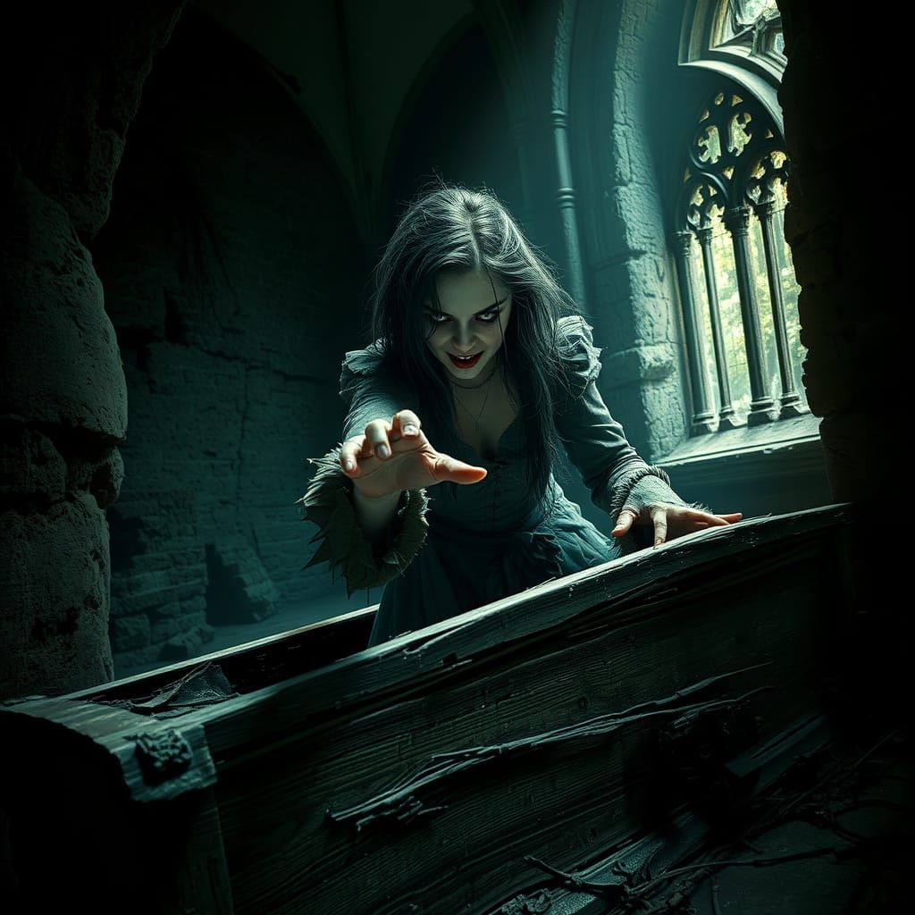 Victorian Vampire Emerges in Gothic Horror Scene