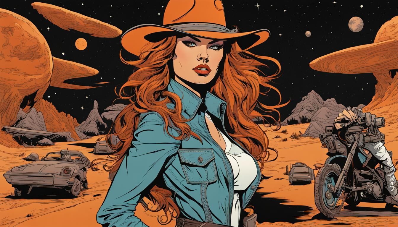 Space Cowgirl Comic Book Illustration