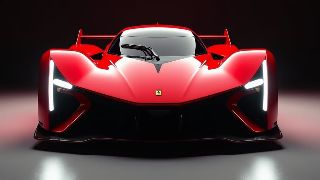 Futuristic Crimson Ferrari Hypercar Ready for Le Mans