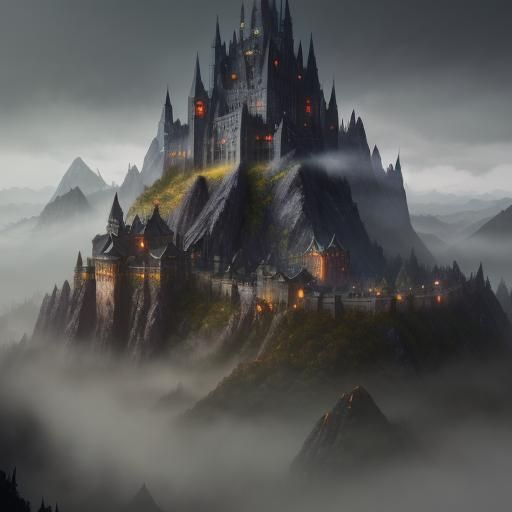 Dark Castle and City on Misty Mountain