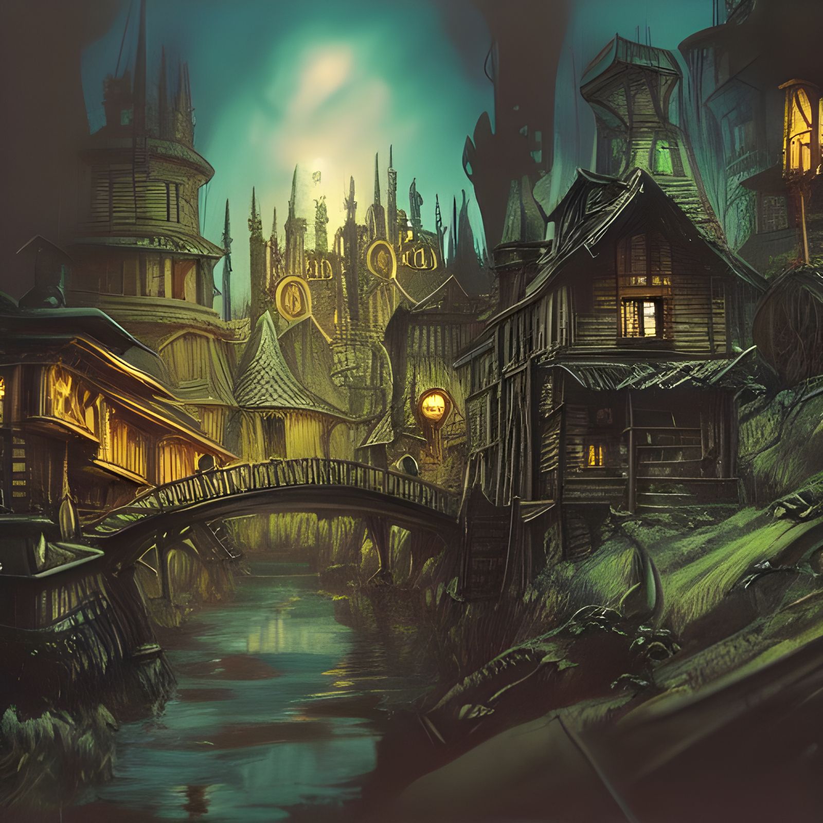 Dark Kingdom Village in Steampunk Style