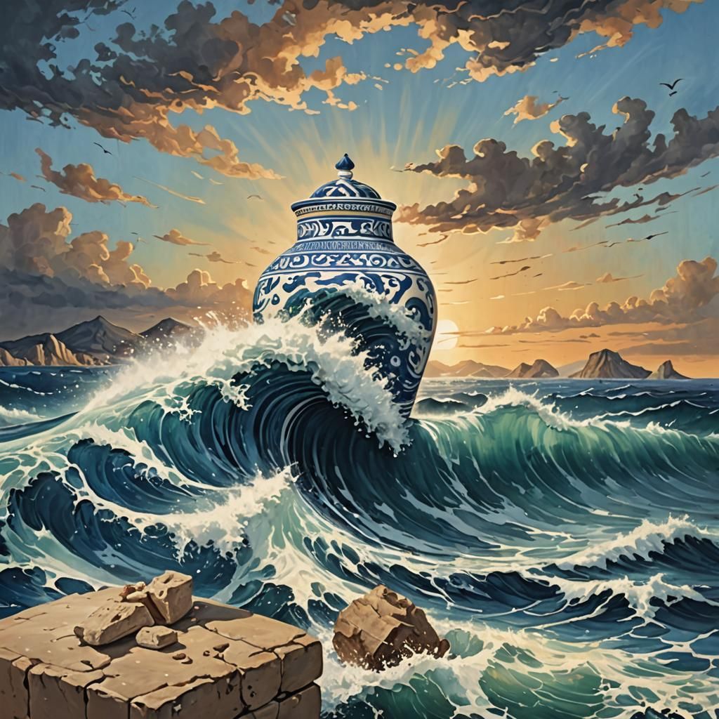 Tsunami Contained in Grecian Jar
