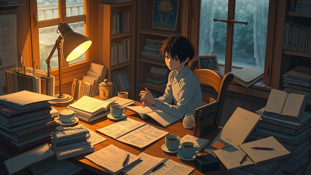 A Student Finds Peace in a Cluttered Study