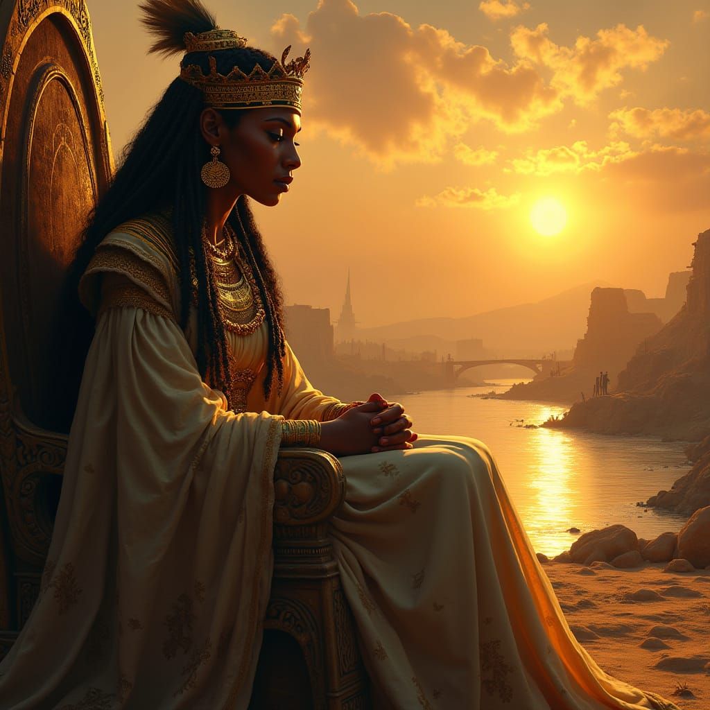 Regal Contemplation in Ancient Egyptian Splendor