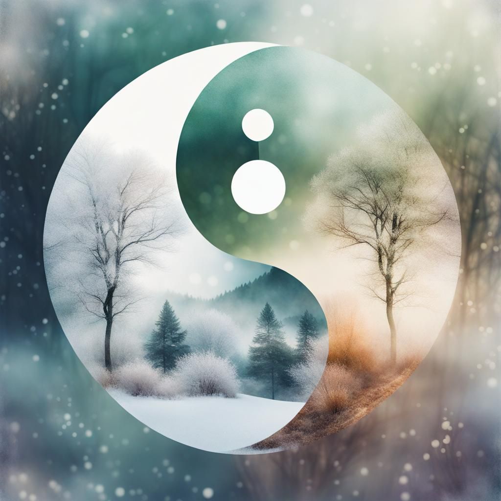 Yin and Yang Double Exposure: Summer Meets Winter
