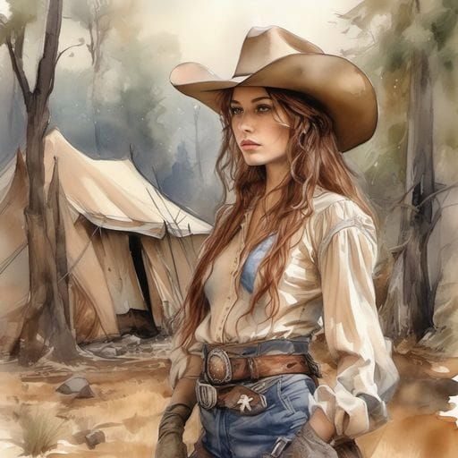 Classic Wild West Scene with Cowboys and Horses