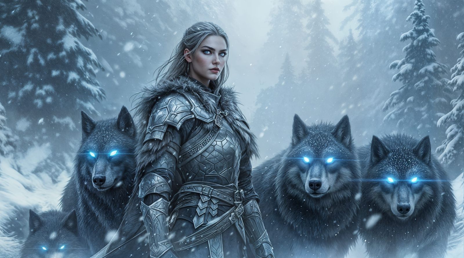 Warrior in Winter Wonderland: Cyberpunk Fantasy