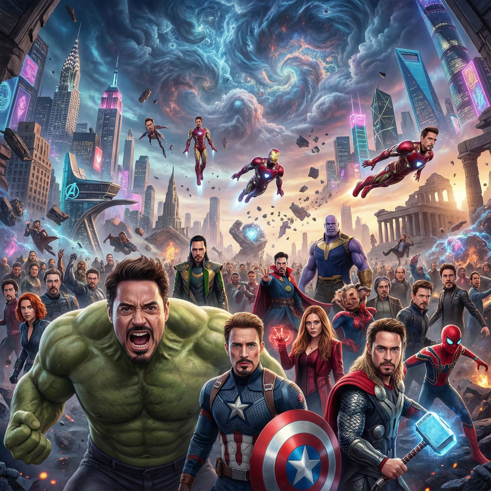 Marvel Universe Reimagined with Tony Stark Faces