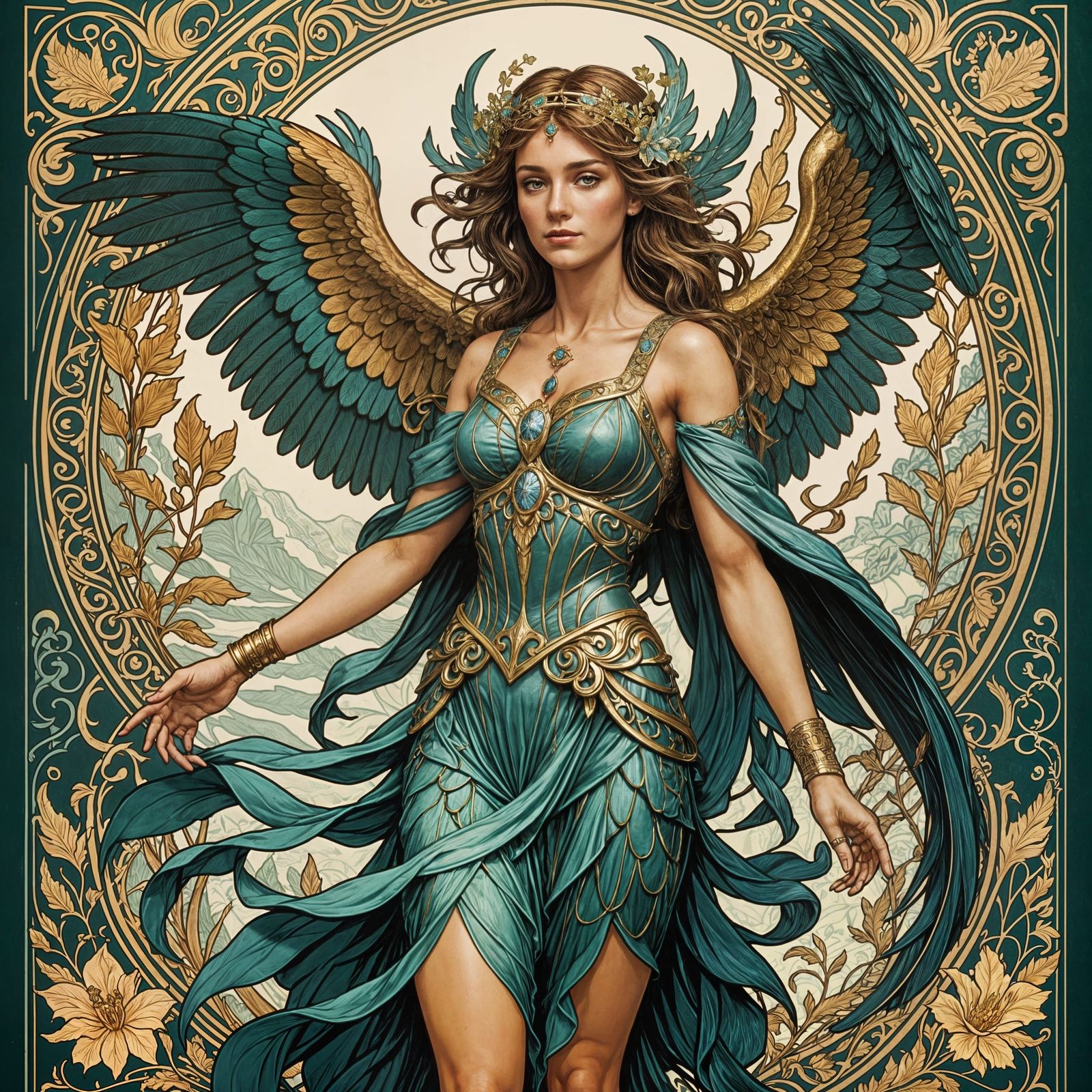 Art Nouveau Harpy: A Deadly Beauty