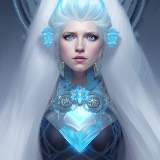 Ice Queen Portrait with Ice Crown, Digital Art
