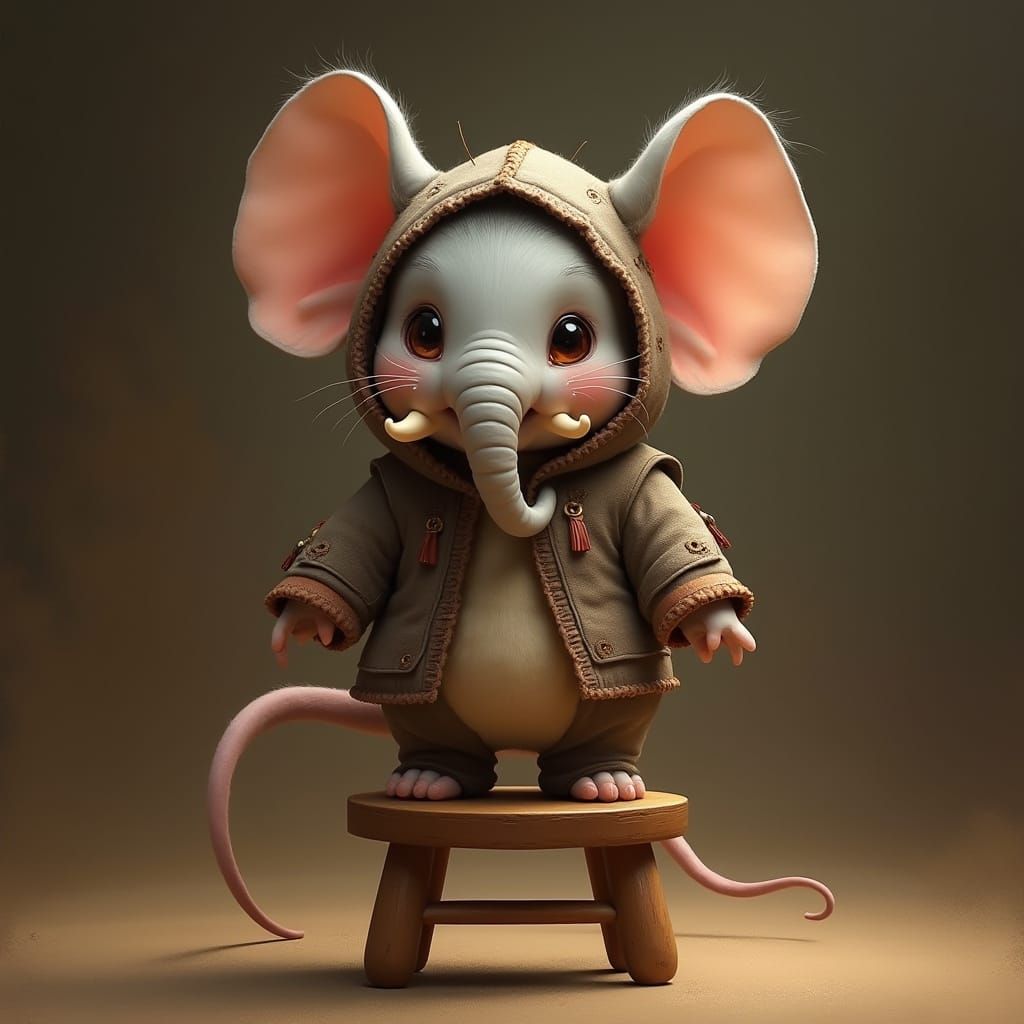 Whimsical Mouse Dressed as Elephant in Digital Painting