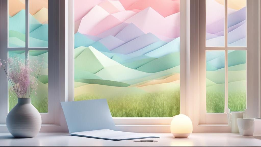 Computer Window View with Origami Papercraft