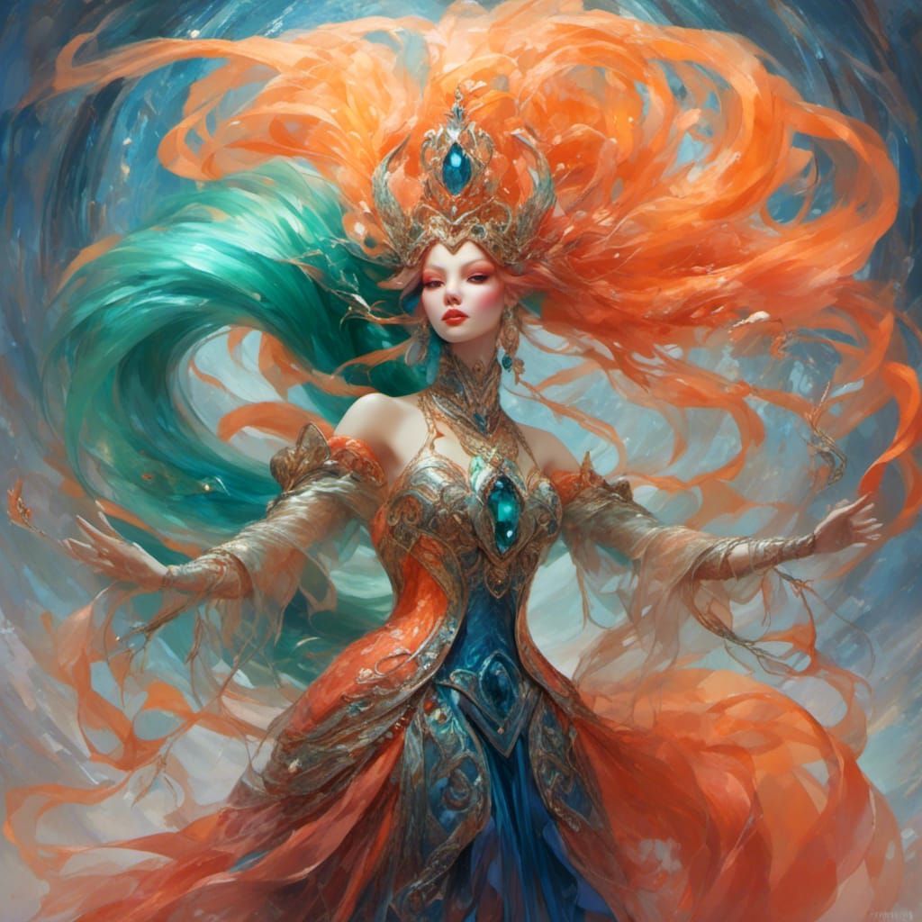 Fantasy Creature in Peach and Coral Hues