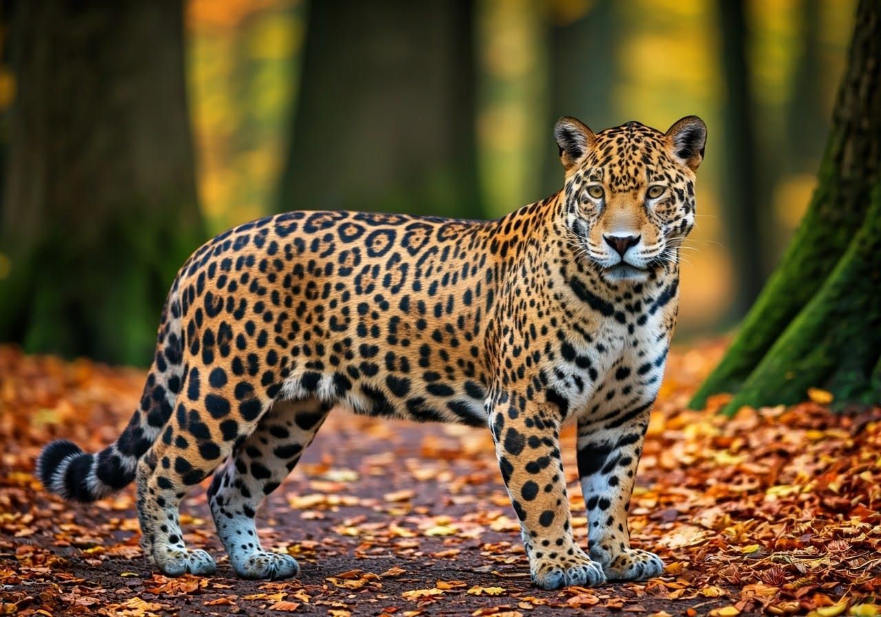 Hybrid Jaguar-Wolf-Racoon in Enchanted Forest