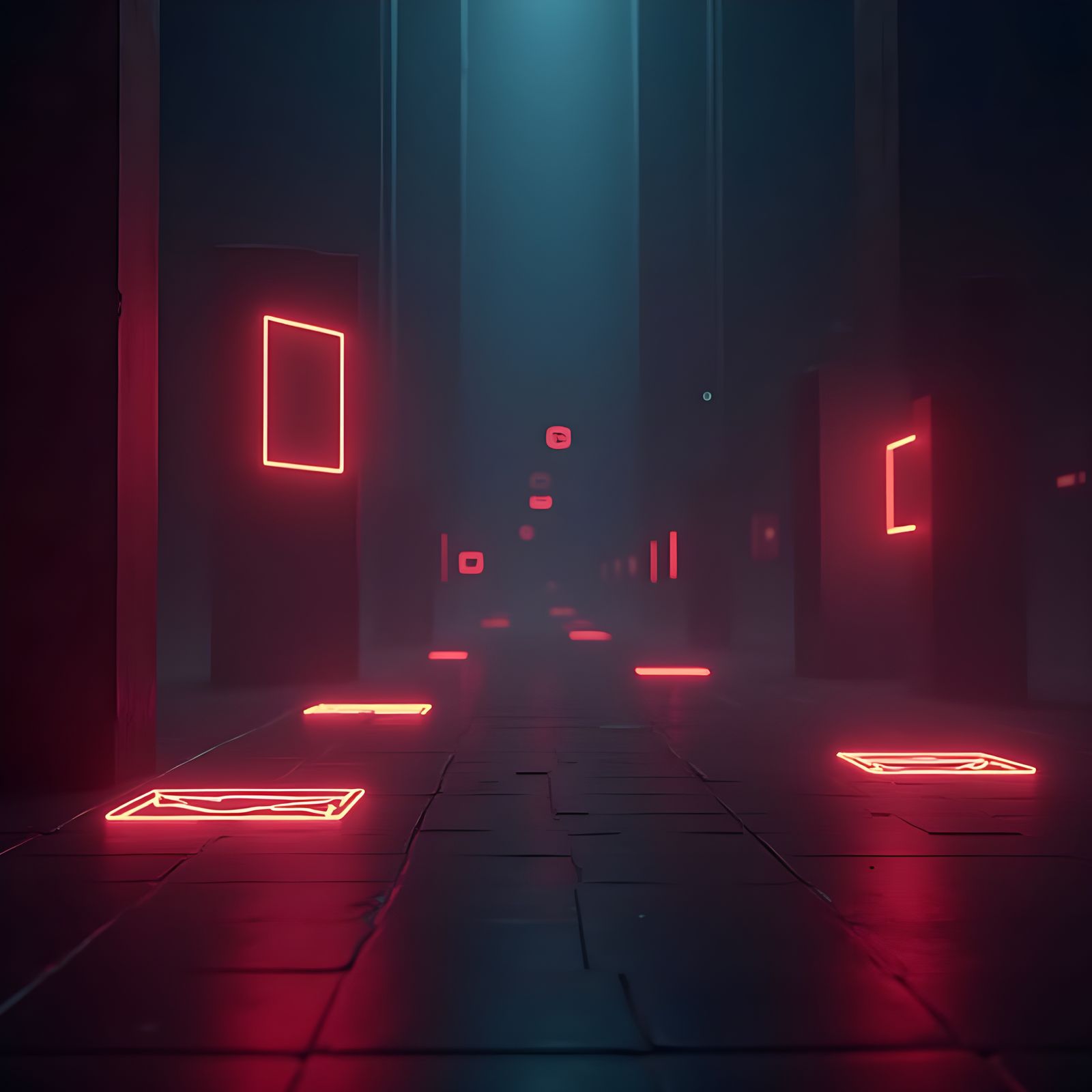 Futuristic Neon Shapes on Dark Gradient Background