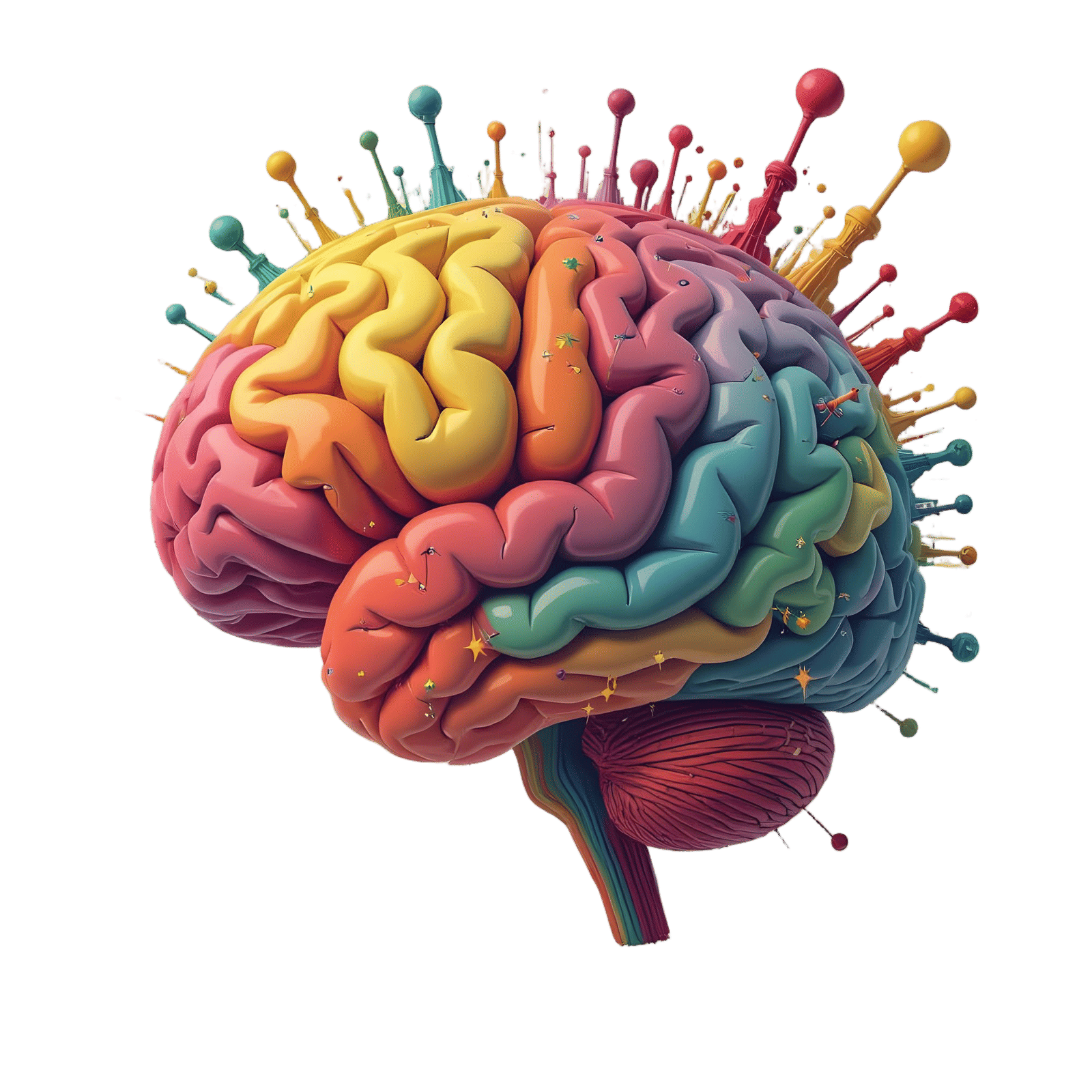 Colorful Brain Exploding with Genius Ideas