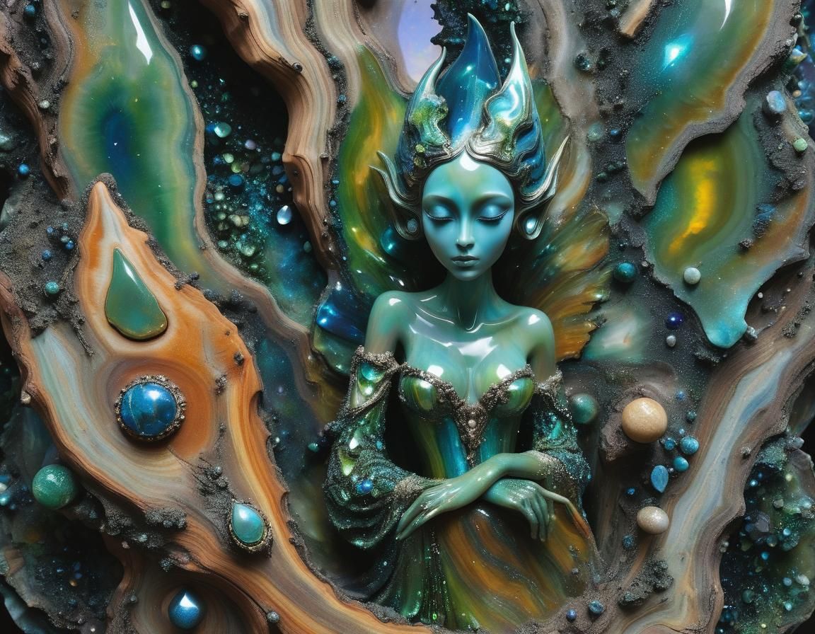 Living Duende Dollequin Sculpture in Brainforestial Setting