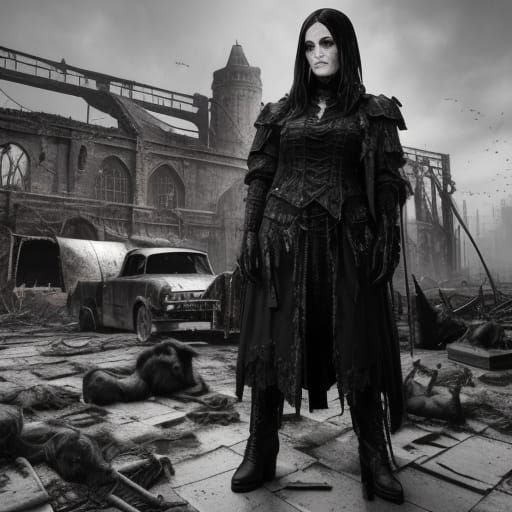 Dark Gothic Elegance in Abandoned Ruins