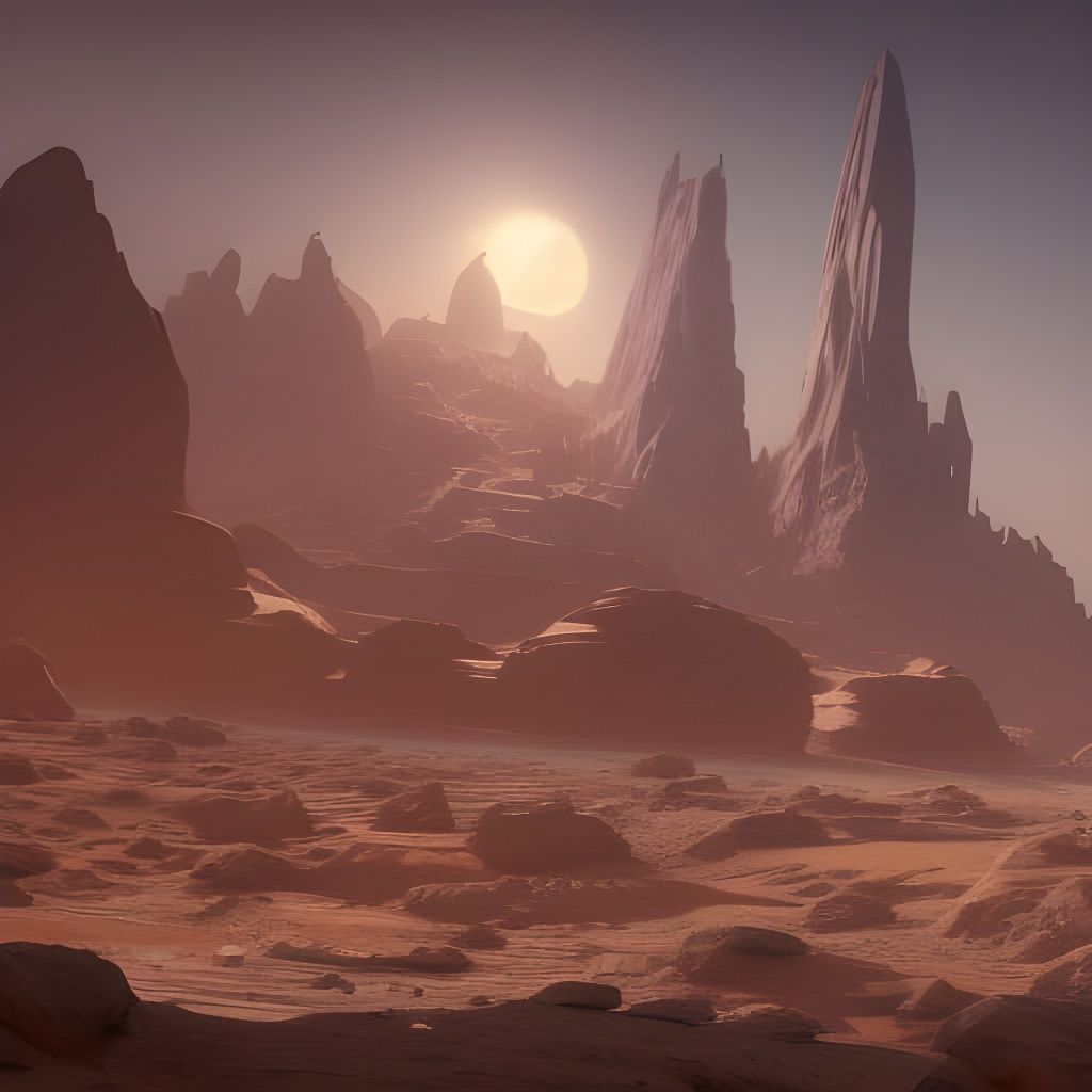 Elegant Barsoom Palace on Mars in Digital Art Style