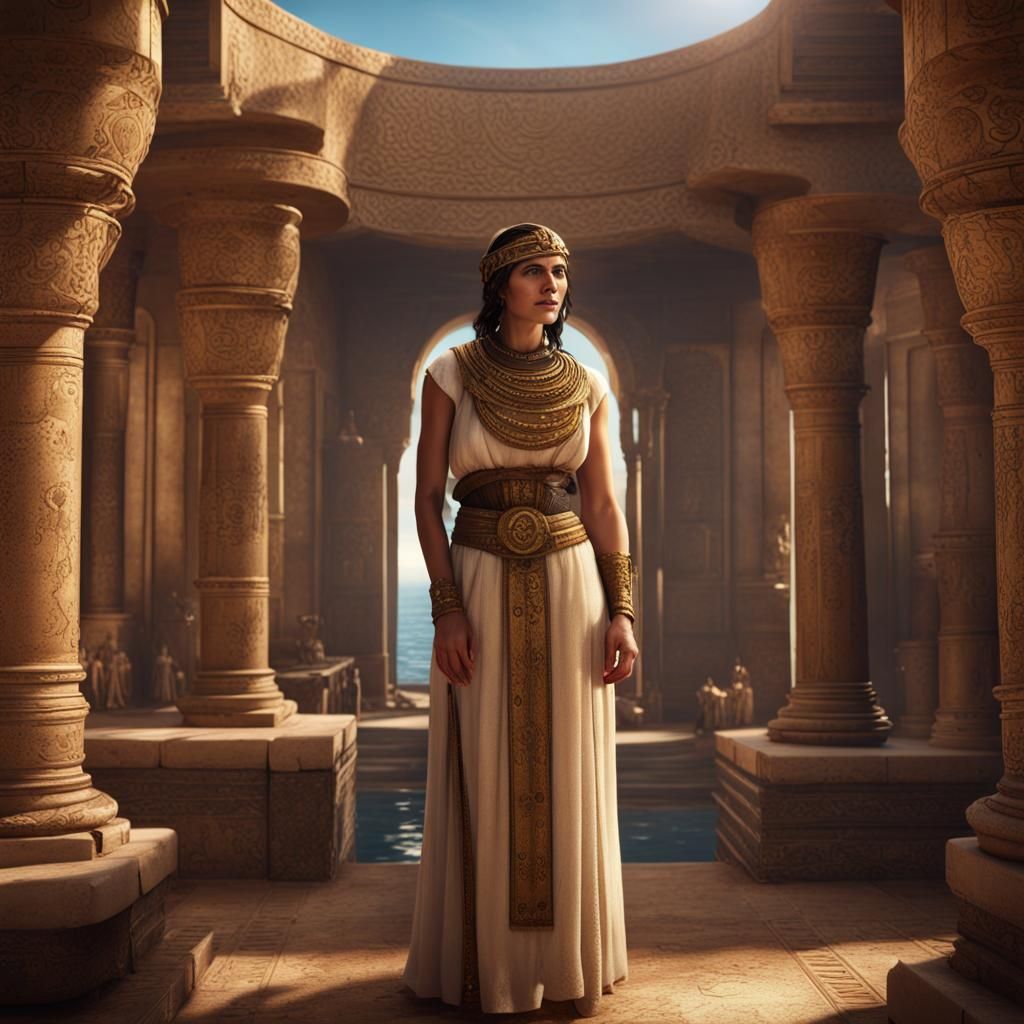 Carthaginian Woman in Seaside House: Matte Painting