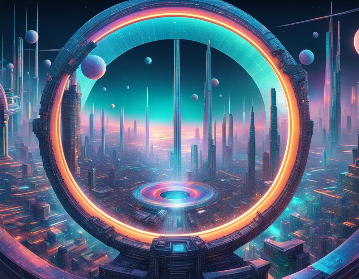 Futuristic O'Neill Cylinder City in Space