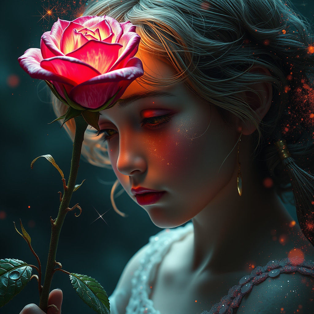 Fairy Offering a Rose: Hyperdetailed Fantasy Portrait