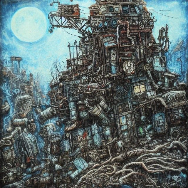 Post-Apocalyptic Acrylic Art: Dystopian Wonderland