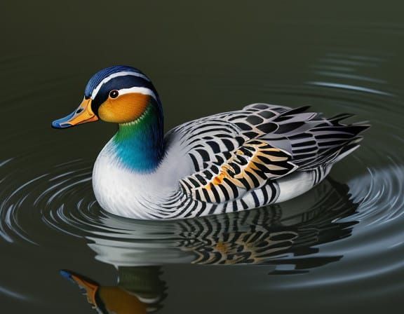 Majestic Mandarin Duck in Ethereal Water Scene