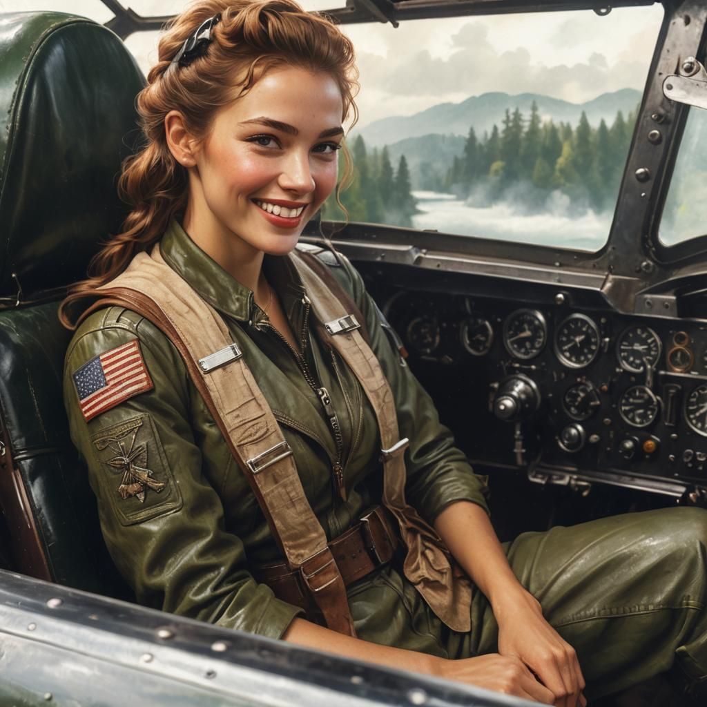 WWII Pilot in Forest: Fantasy Concept Art