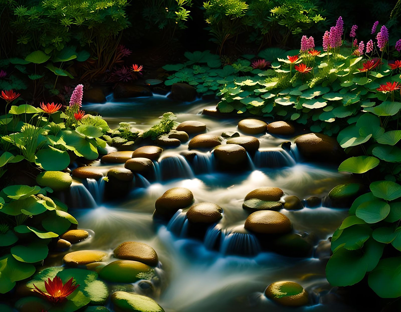 Moonlit Semilacewings in Lush Garden Setting