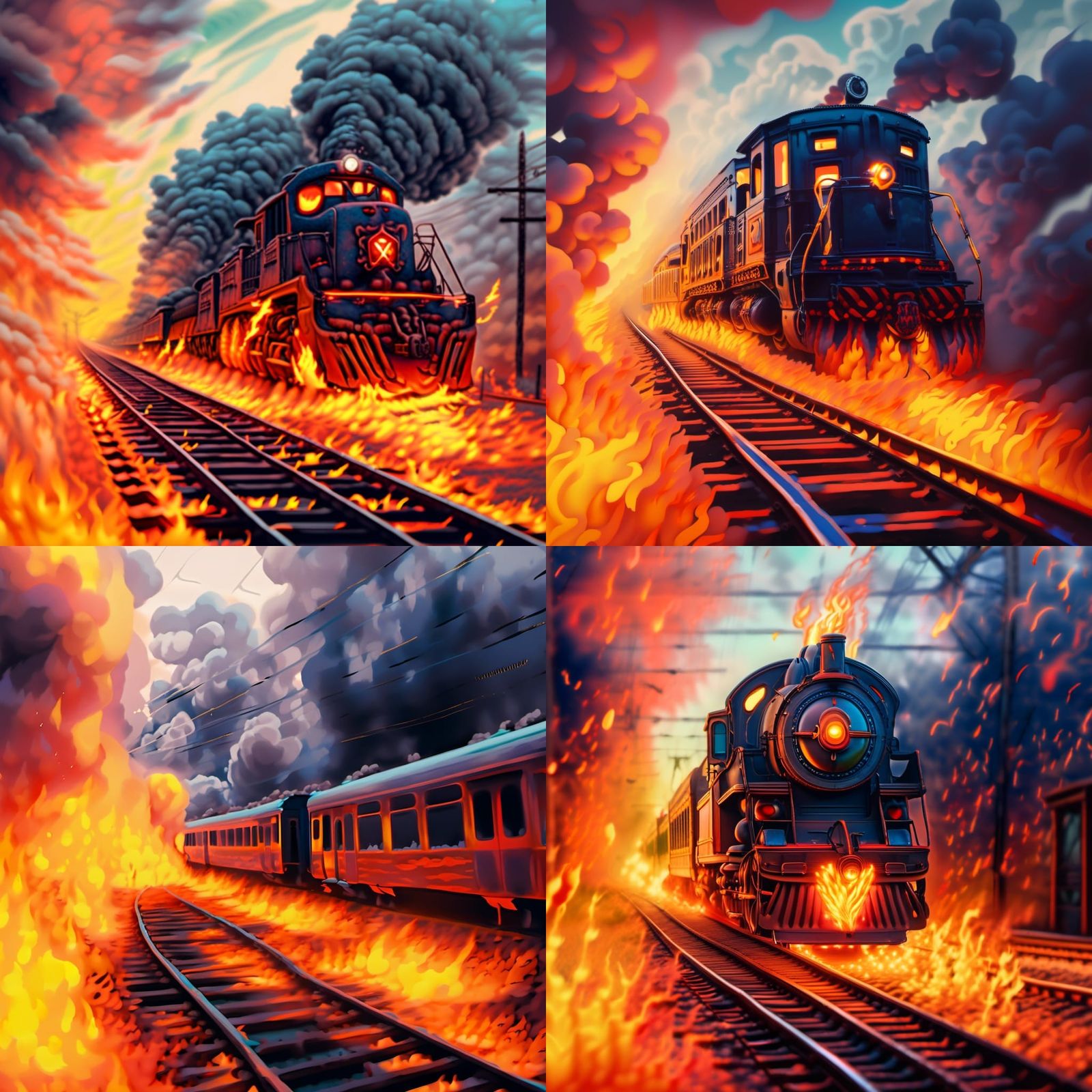 Clockpunk Train in Fiery Splendor