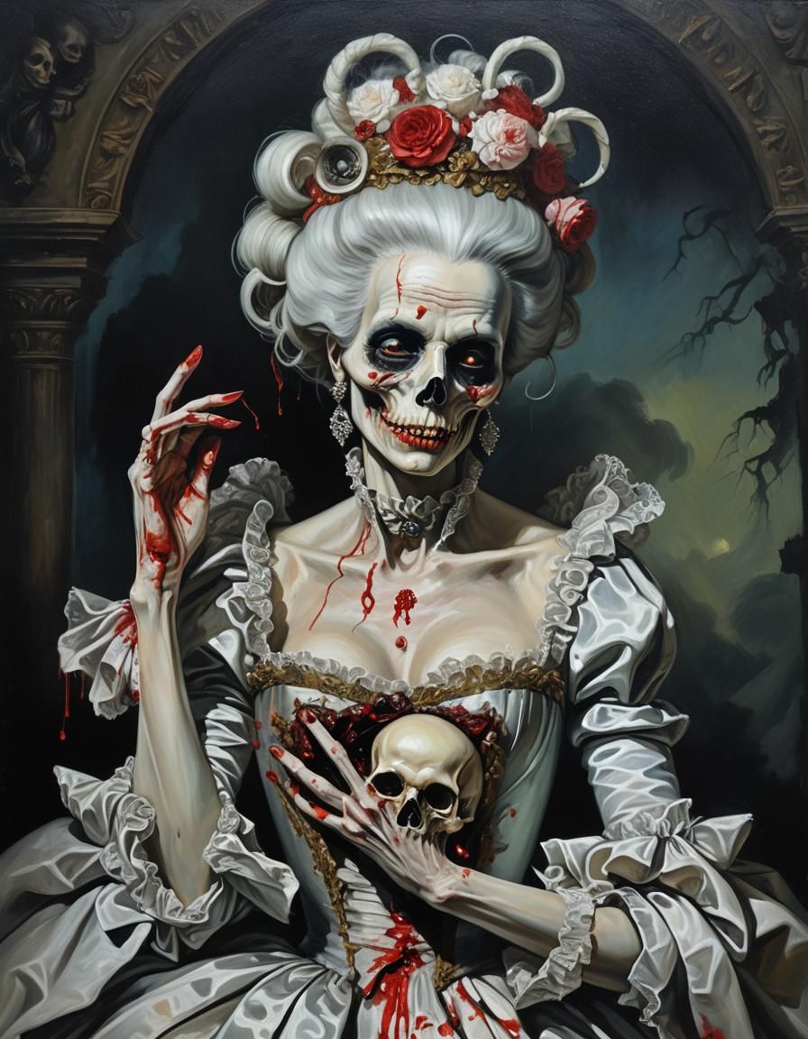 Marie Antoinette Zombie Torso with Severed Skull