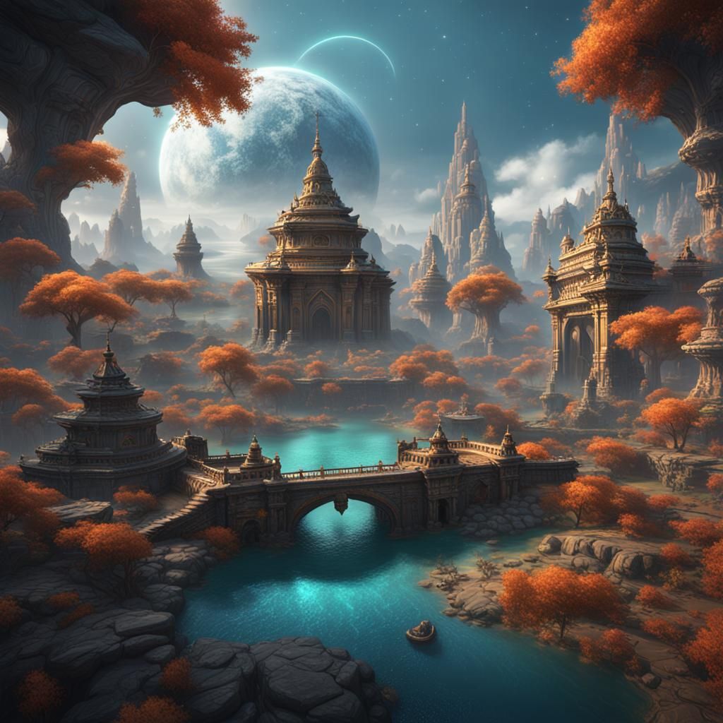 Ring World: Detailed Matte Painting in Deep Color