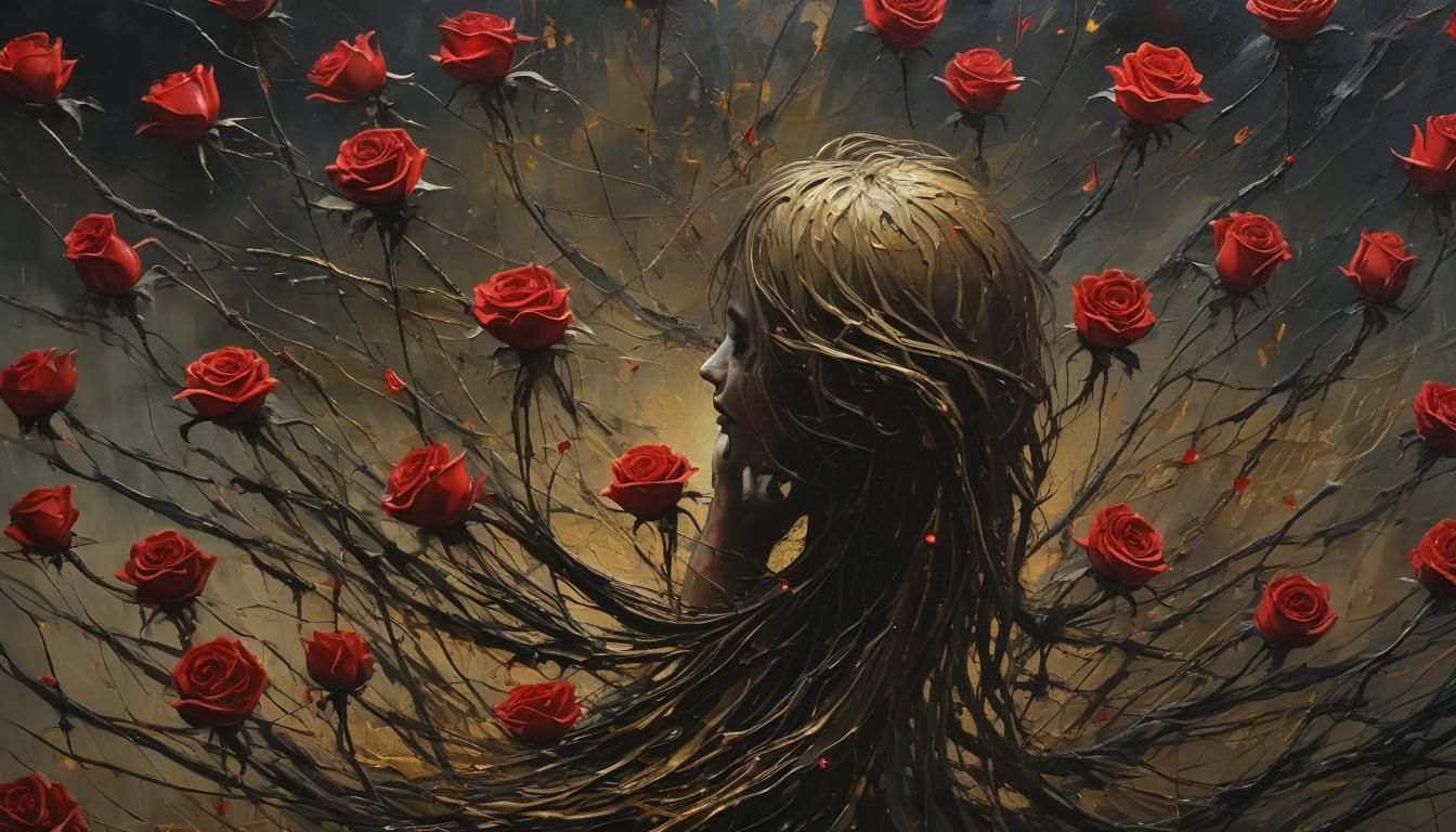 Scarlet Vampire Rose in Expressionist Oil