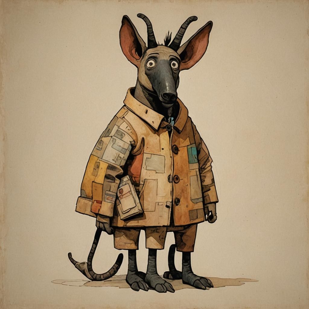 Aardvark in Expressionist Claymation Style