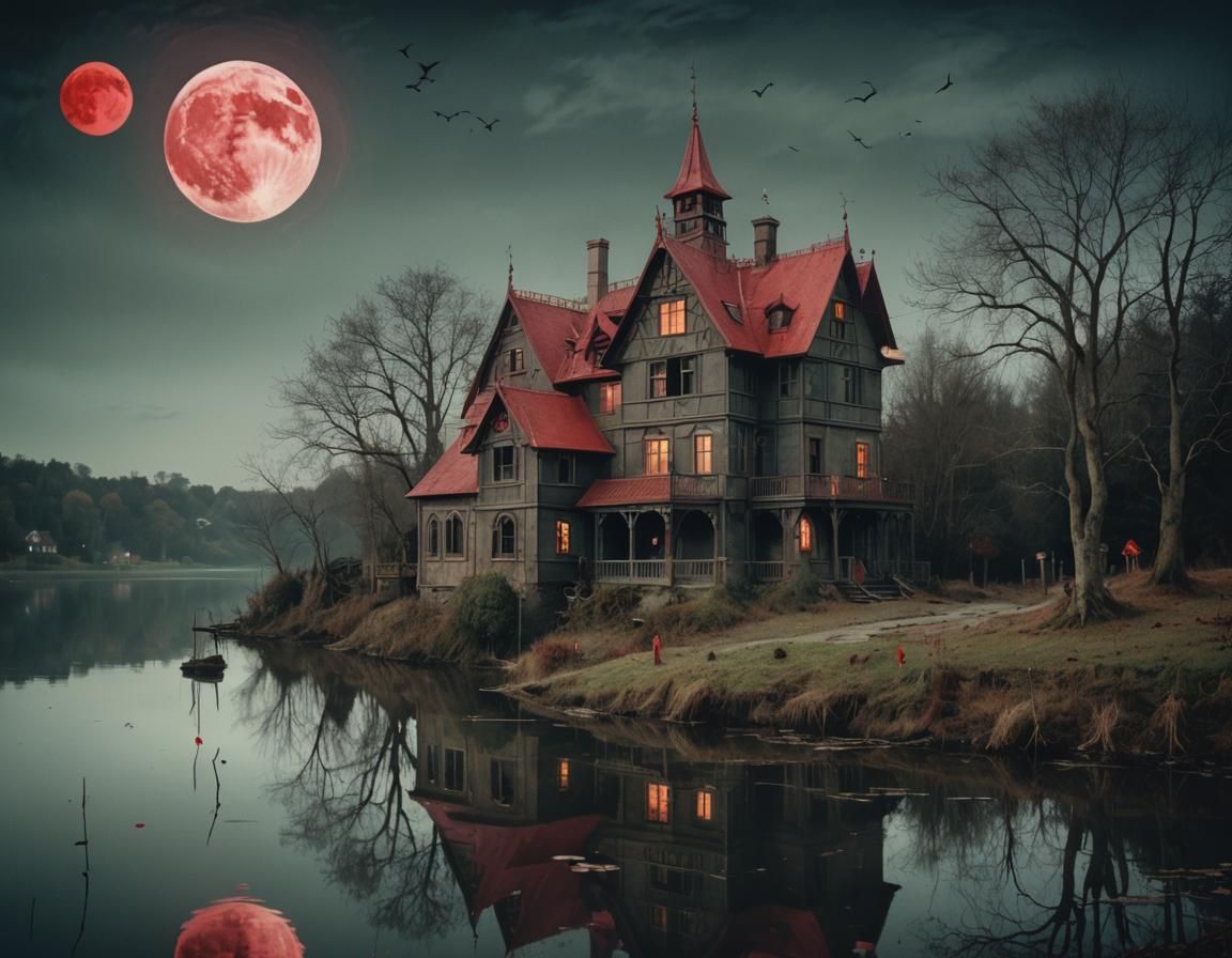 Gothic Fairytale House Portrait in Painterly Style