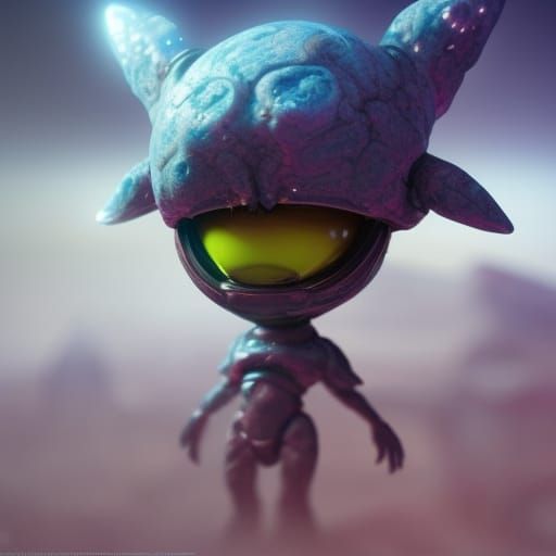 Cute Alien Baby on Dusty Planet: Fantasy Sci-Fi