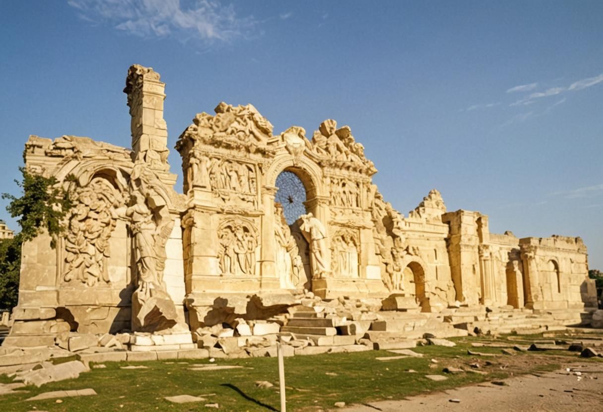 Triumphant Roman Legionnaire in Crumbling Temple