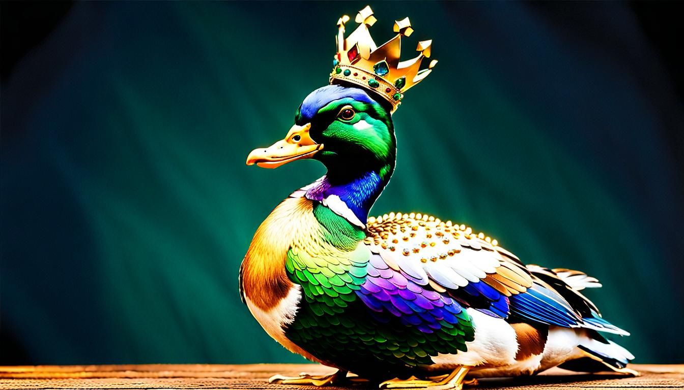 Crowned Mallard Duck with Jeweled Sword