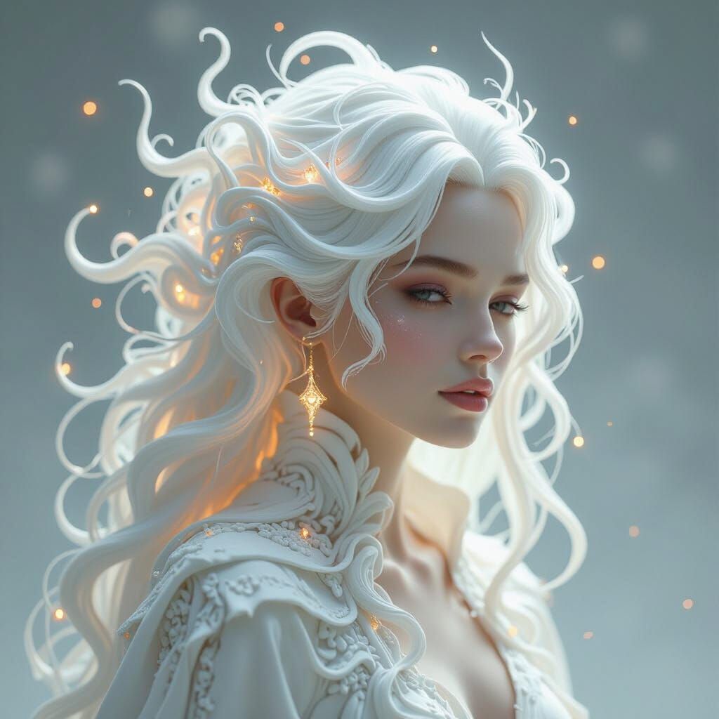 Mystical Woman with Marble Hair: Fantasy Art