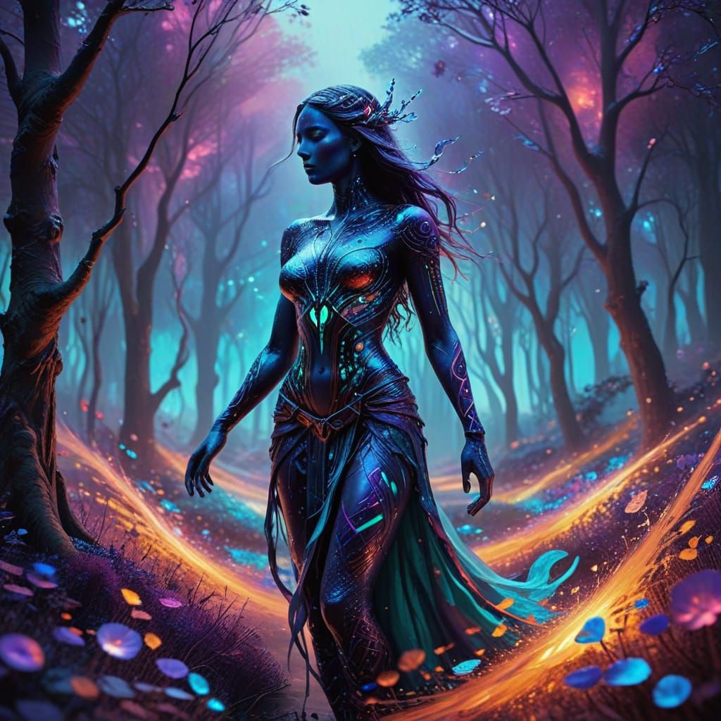 Giant in Vibrant Runic Landscape